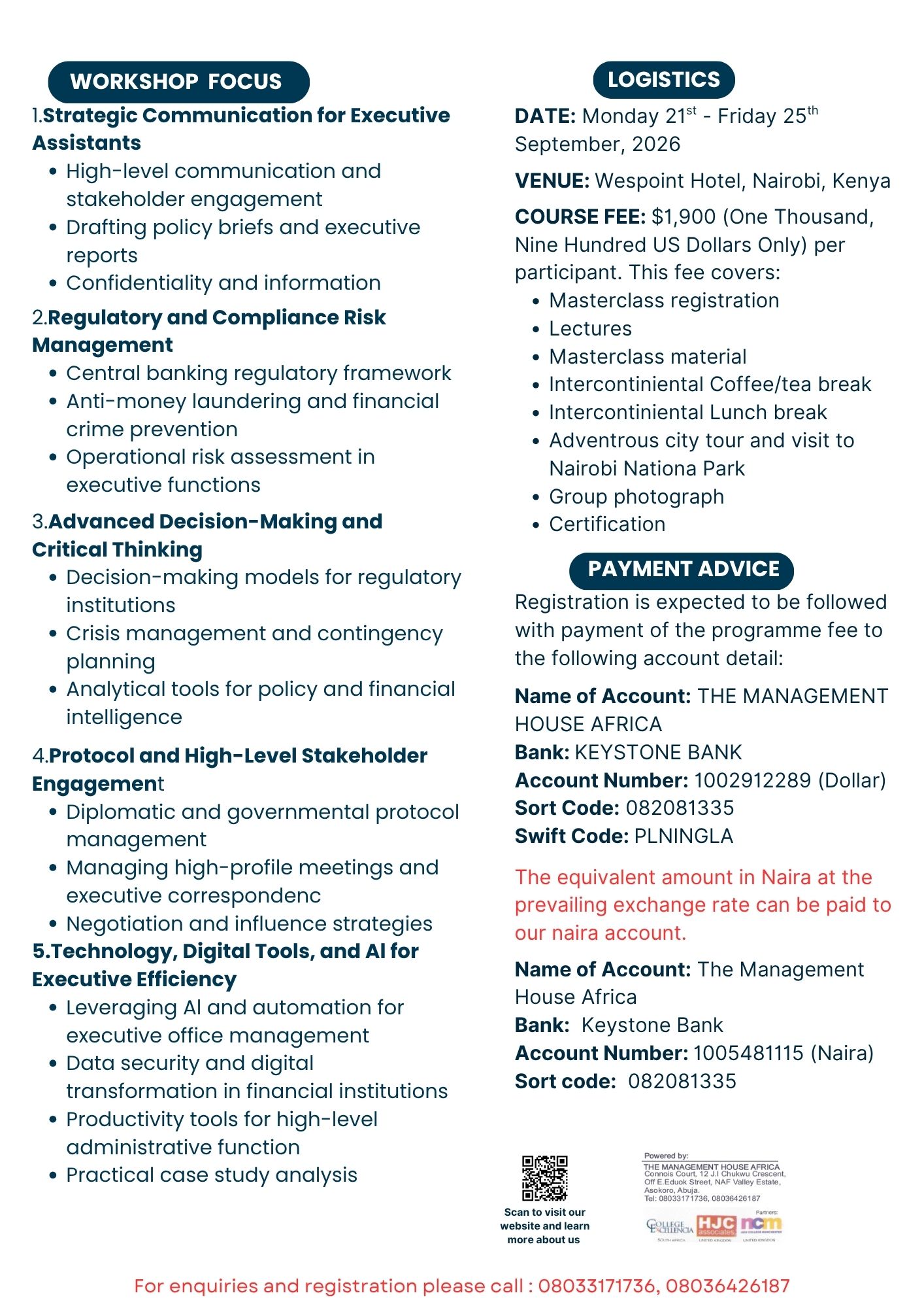INTERNATIONAL MASTERCLASS ON STRATEGIC COMMUNICATION, RISK MANAGEMENT, AND DECISION MAKING FOR EXECUTIVE ASSISTANTS, SECRETARIES AND TECHNICAL AIDS IN FINANCIAL AND REGULATORY INSTITUTIONS