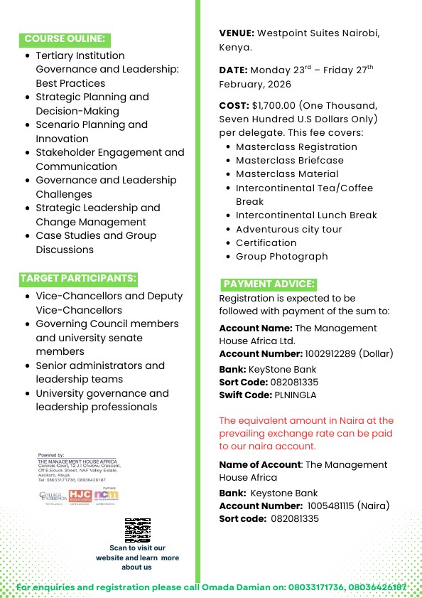 masterclass for university governance